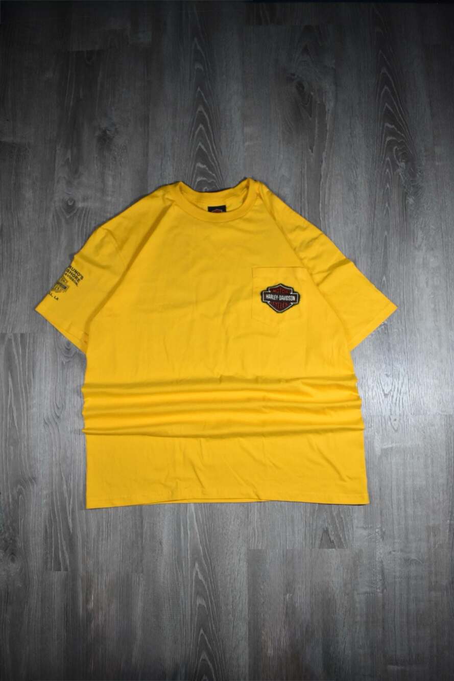 Harley Davidson Eagle Freedom Pocket T-Shirt Yellow XL